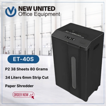 New United ET-40S P2 38 Sheets 80 Grams 34 Liters 6mm Strip Cut Paper Shredder